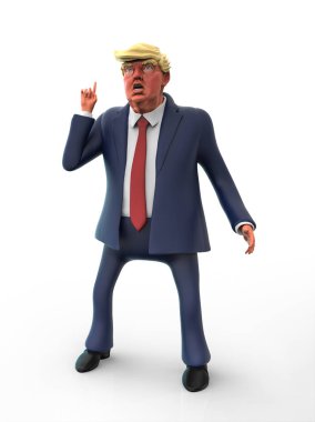 12 Kasım 2016: Donald Trump karakter portresi. 3D çizim