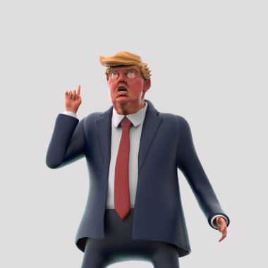 12 Kasım 2016: Donald Trump karakter portresi. 3D çizim