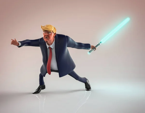 12 de noviembre de 2016: Retrato de Donald Trump con sable de luz. Ilustración 3D — Foto de Stock