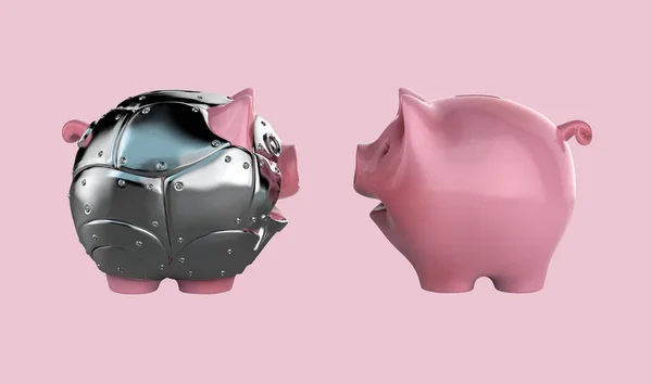 Piggy bank ilustracji. Bezpieczna bankowość — Zdjęcie stockowe