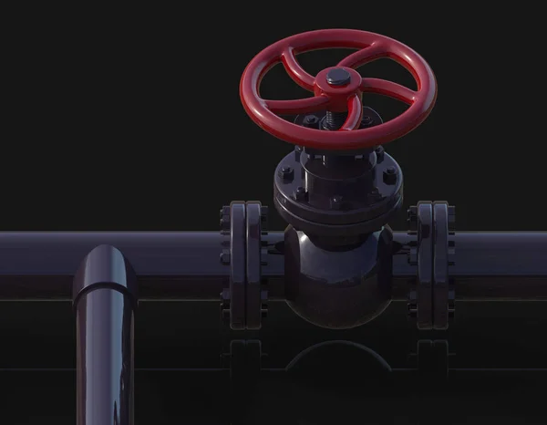 Illustrazione 3D della valvola del tubo del gas — Foto Stock