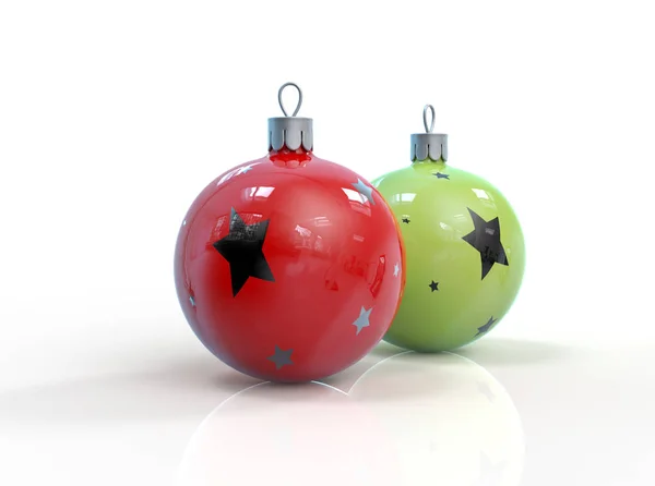 Christmas plastic toys isolated. Bauble 3D rendered — Stock Photo, Image