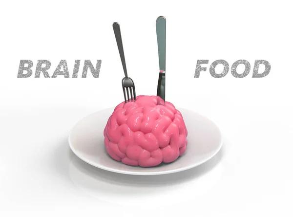 大脑的食物 3d 图 — 图库照片