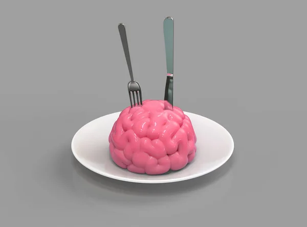 3d ilustracja jedzenie mózgu — Zdjęcie stockowe