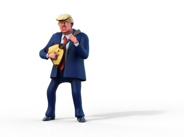 13 Ocak 2017: Donald Trump karakter portresi. 3D çizim