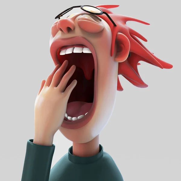 Tired yawning woman 3D illustration — Stock Photo, Image