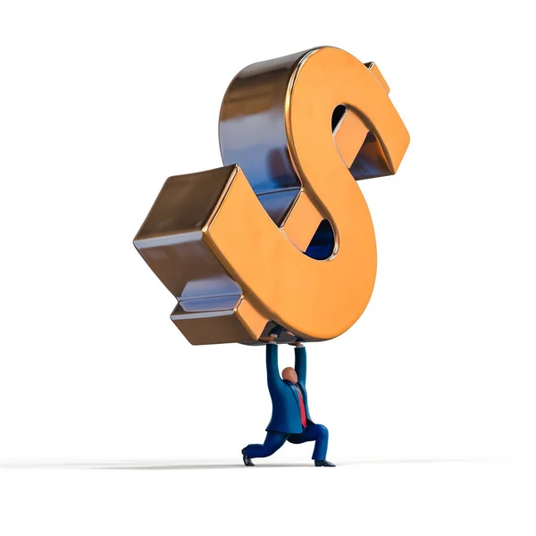 Businessman lifting up dollar sign. Business concept illustration — Stock Photo, Image