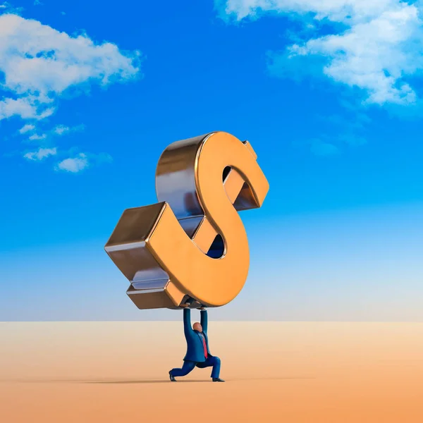 Businessman lifting up dollar sign. Business concept illustration — Stock Photo, Image