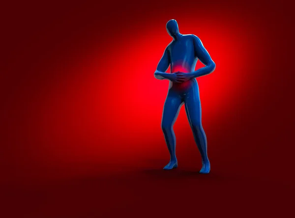 Человек чувствует боль в животе 3D Иллюстрация — стоковое фото