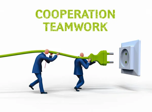 Empresarios que trabajan en cooperación. Ilustración del concepto empresarial — Foto de Stock