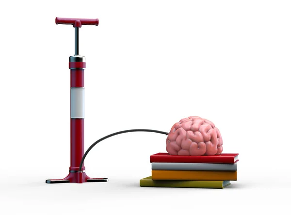 De ballon van de hersenen te pompen. Onderwijs concept. 3D illustratie — Stockfoto