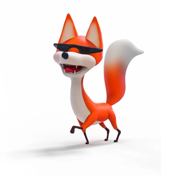 Walking fox, cartoon character 3D illustration — Stock Photo, Image