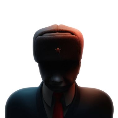 6 Mayıs 2017: Rusya Fransa cumhurbaşkanlığı seçimleri öncesinde büyük Hack saldırıda suçladı. Karanlık yüz 3d çizim ile Rus casus