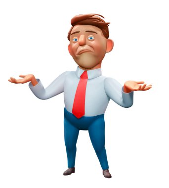 Ofis Yöneticisi karikatür karakter 3d çizim cesareti