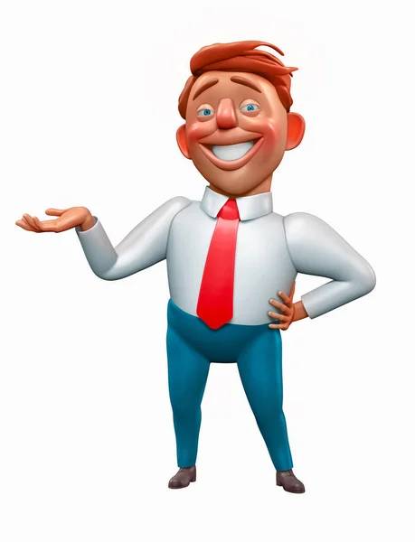 Happy office manager cartoon character 3d illustration — Stock Photo, Image