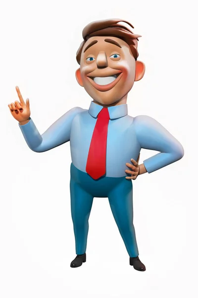 Gelukkig office manager cartoon karakter 3d illustratie — Stockfoto