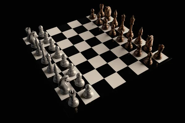 Digital illustrasjon av sjakkbrettet – stockfoto