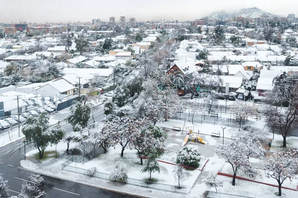 Santiago Región Metropolitana Chile Julio 2017 Ciudad Estaba Completamente Cubierta — Foto de Stock