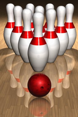 pimleri ve top bowling 3d render
