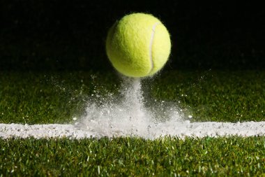 Match point with a tennis ball hitting the line clipart