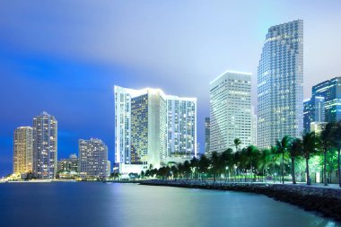 Skyline of city downtown and Brickell Key, Miami, Florida clipart