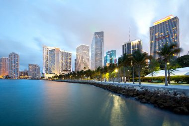 Brickell Key, Miami, Florida ve şehir şehir manzarası