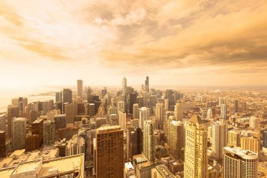 Downtown Chicago, Illinois, ABD Skyline yükseltilmiş görünümü