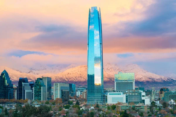 Skyline Santiago Chile Los Andes Mountains Back Las Condes Santiago — Stock Photo, Image