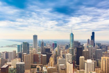 Downtown Chicago, Illinois, ABD Skyline yükseltilmiş görünümü