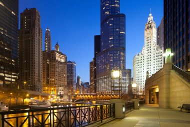 Chicago Nehri, Chicago, Illinois, ABD etrafında Bina Cityscape