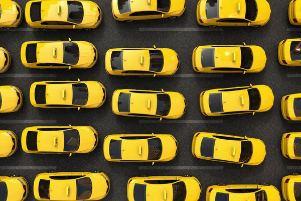 Representación Atasco Taxis Amarillos —  Fotos de Stock