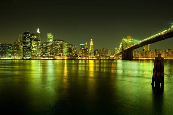 Panorama Manhattanu Brooklyn Bridge Spojené Státy Severní Amerika — Stock fotografie