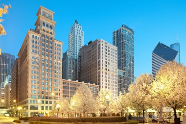 Şafakta, Chicago, Illinois, ABD Michigan Avenue şehir binaları