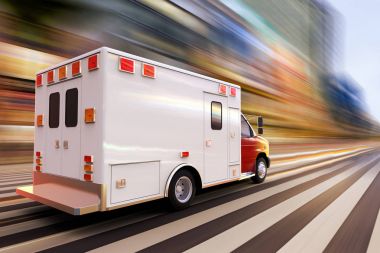 yüksek hızda bir ambulans 3D render