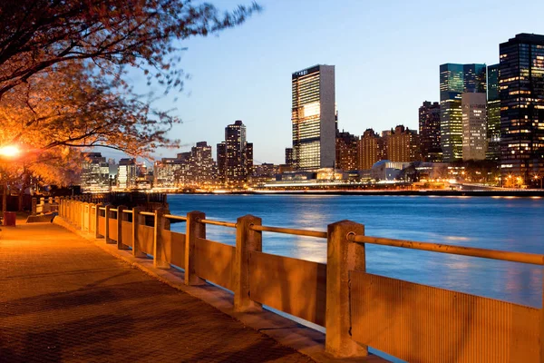 Riva Roosevelt Island Skyline Midtown Manhattan New York Usa — Foto Stock