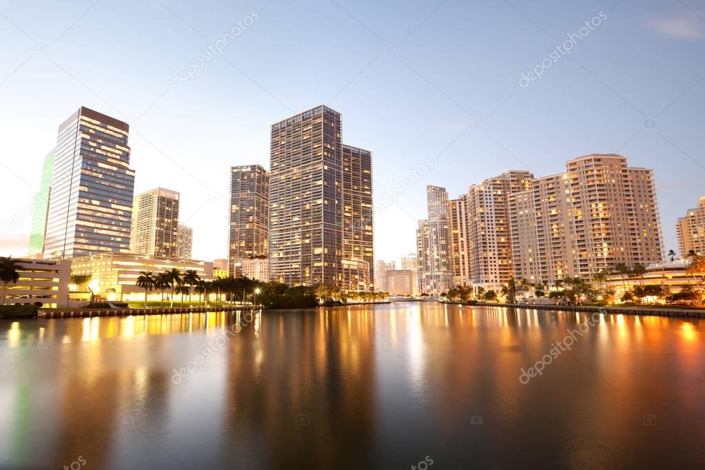 Downtown and real estates developments at Brickell Key, Miami, Florida, USA