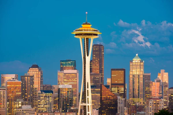 Silhuett Downtown Seattle Delstaten Washington — Stockfoto