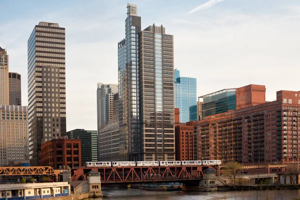 Träna Över Floden Chicago Lake Street Chicago Illinois Usa — Stockfoto