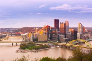 Panoramik Pittsburgh ve 3 nehirler, Pittsburgh, Pennsylvania, ABD