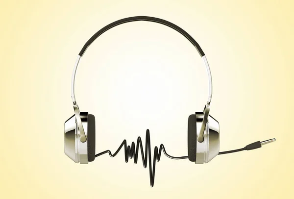 Visszaadás Ból Profi Fejhallgató Val Audio Kábel Alkotó Hang Hullámok — Stock Fotó