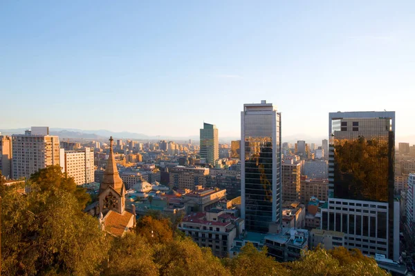 Widokiem Centrum Miasta Ameryki Południowej Santa Lucia Hill Santiago Chile — Zdjęcie stockowe