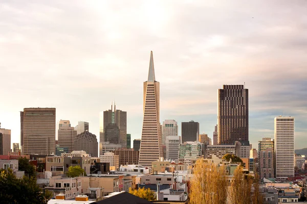 Silhuett Finansdistrikt San Francisco Kalifornien Usa — Stockfoto