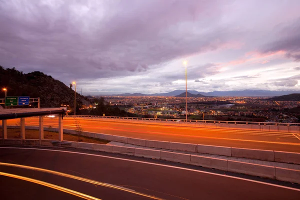 Автострада Панорамный Вид Западную Часть Города Витакура Сантьяго Чили — стоковое фото