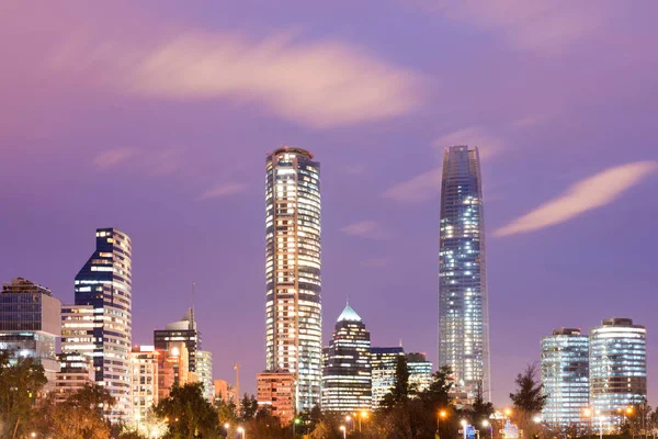 Skyline Distrito Financeiro Las Condes Parque Bicentenário Vitacura Santiago Chile — Fotografia de Stock