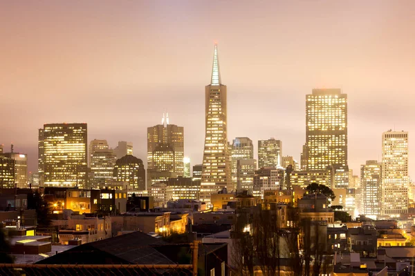 Skyline Distrito Financeiro São Francisco Noite Califórnia Eua — Fotografia de Stock