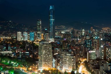 Providencia ve Las Condes ilçeleri, Santiago de Chile panoramik manzaralı