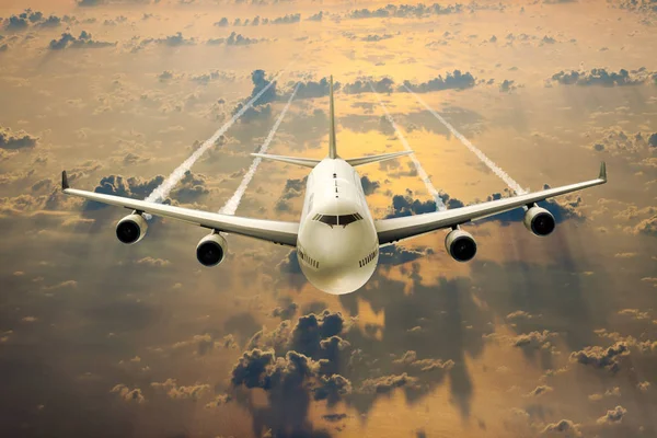 Rendering Passengers Plane Flight Clouds — Stock Photo, Image