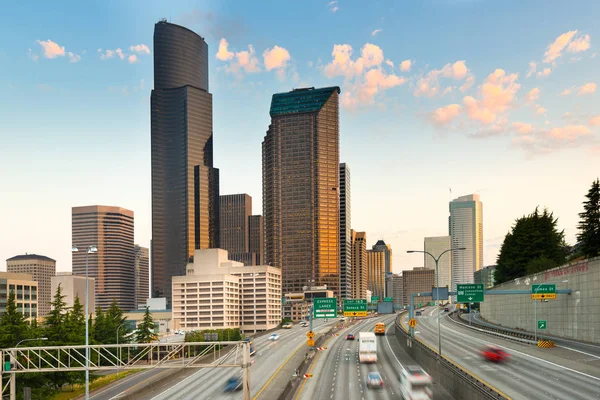 Interstate Och Downtown Skyline Seattle Washington State Usa — Stockfoto