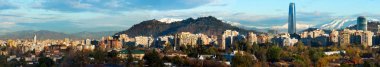 Panoramic view of Santiago de Chile with the historic downtown at the left and the new Financial district at the right clipart