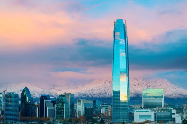 Skyline Del Distrito Financiero Con Los Andes Parte Posterior Las — Foto de Stock